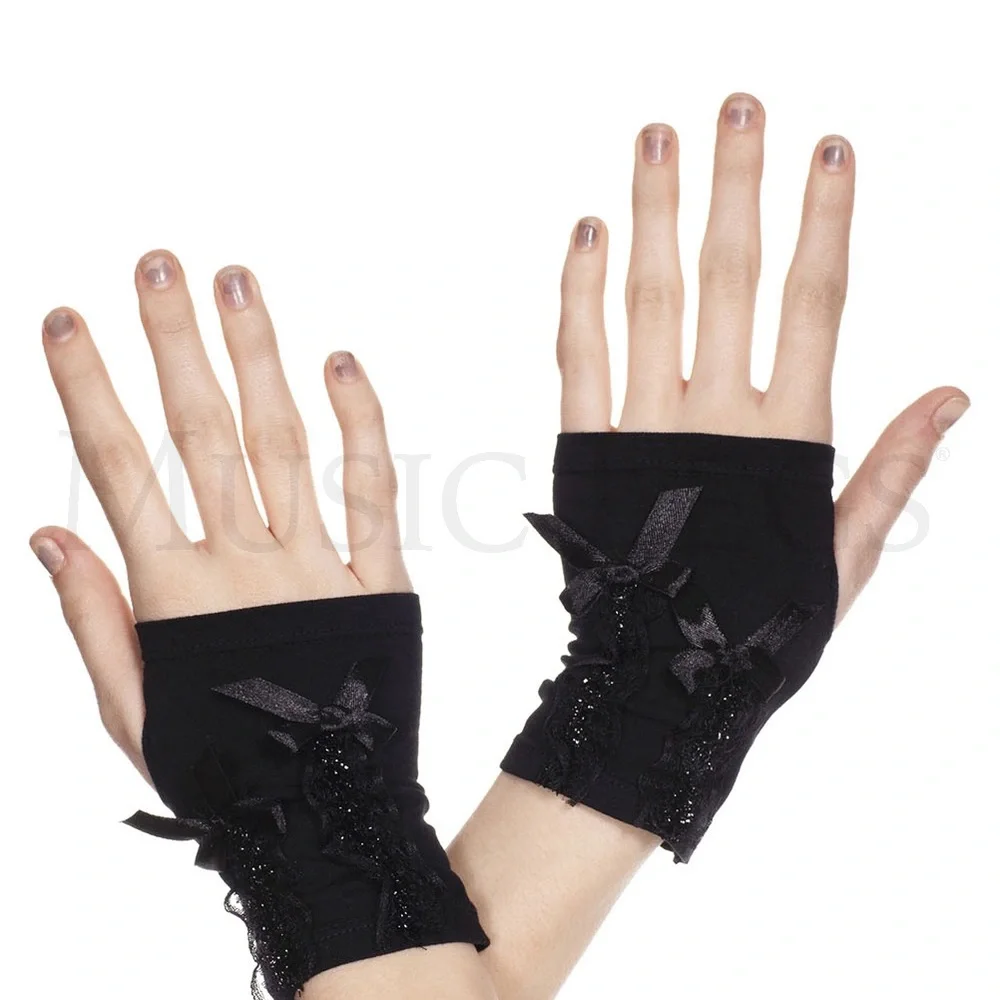 NIB NWT FINGERLESS GLOVES BLACK ONE SIZE‎ FITS MOST BOWS